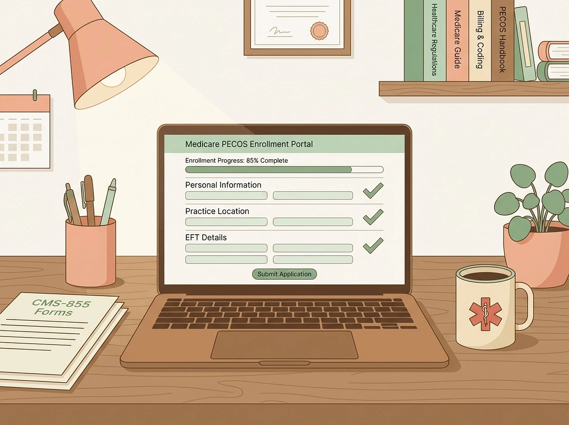 Medical enrollment portal on laptop