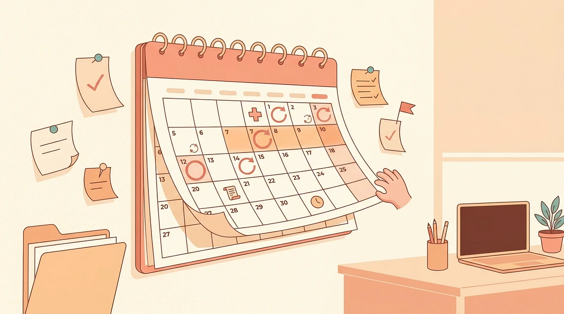 Calendar with credentialing deadline reminders